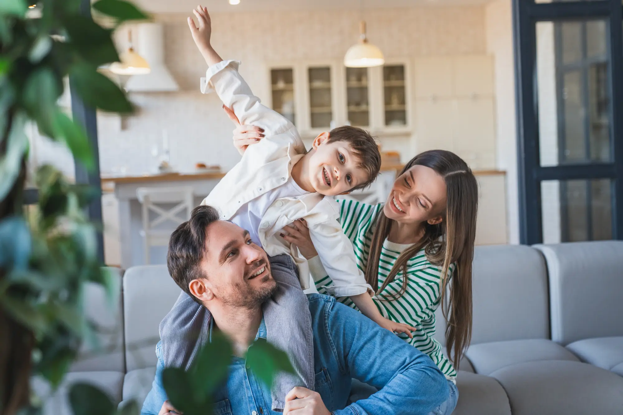 A family playing together at home
