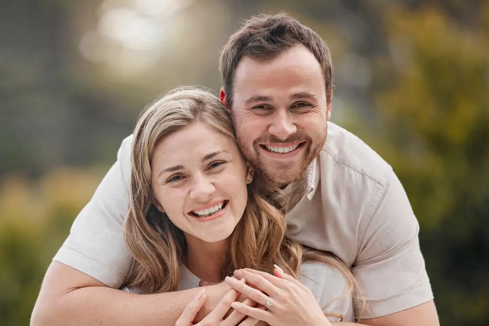 Smiling couple outdoors